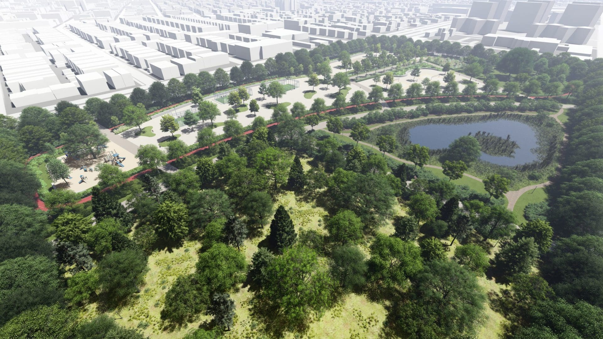 3D Render Landscape Sports Park - Birds view - 2022