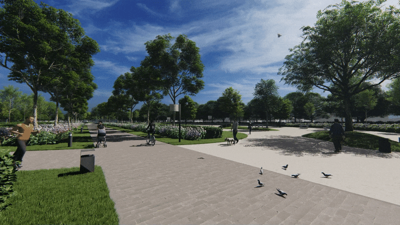3D render landscape sports park fixed animation